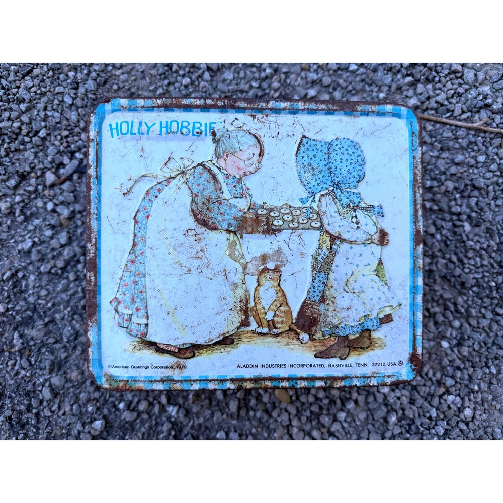 Vintage 1979 Holly Hobbie Tin Lunch Box +Thermos American Greetings Treasure USA